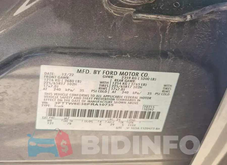3FTTW8E38PRA10735 Photo# 12