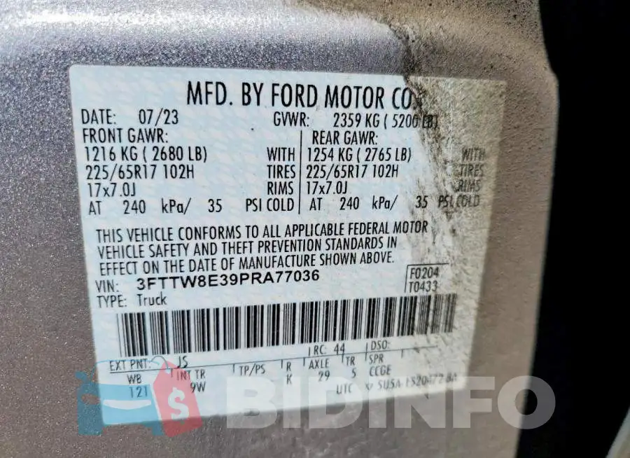 3FTTW8E39PRA77036 Photo# 12