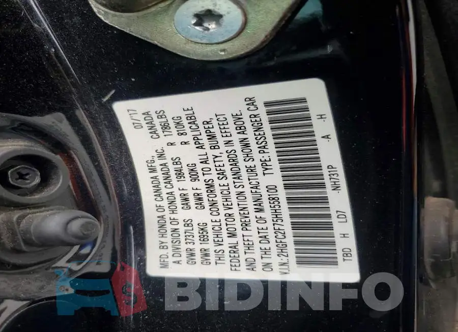 2HGFC2F75HH558100 Photo# 12