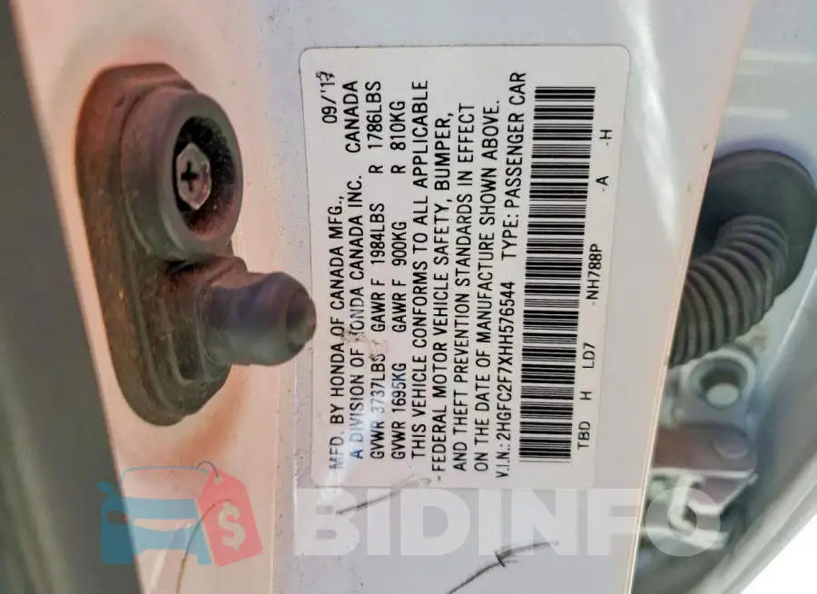 2HGFC2F7XHH576544 Photo# 12