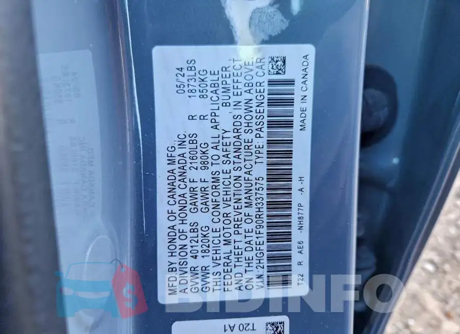 2HGFE1F90RH337575 Photo# 13