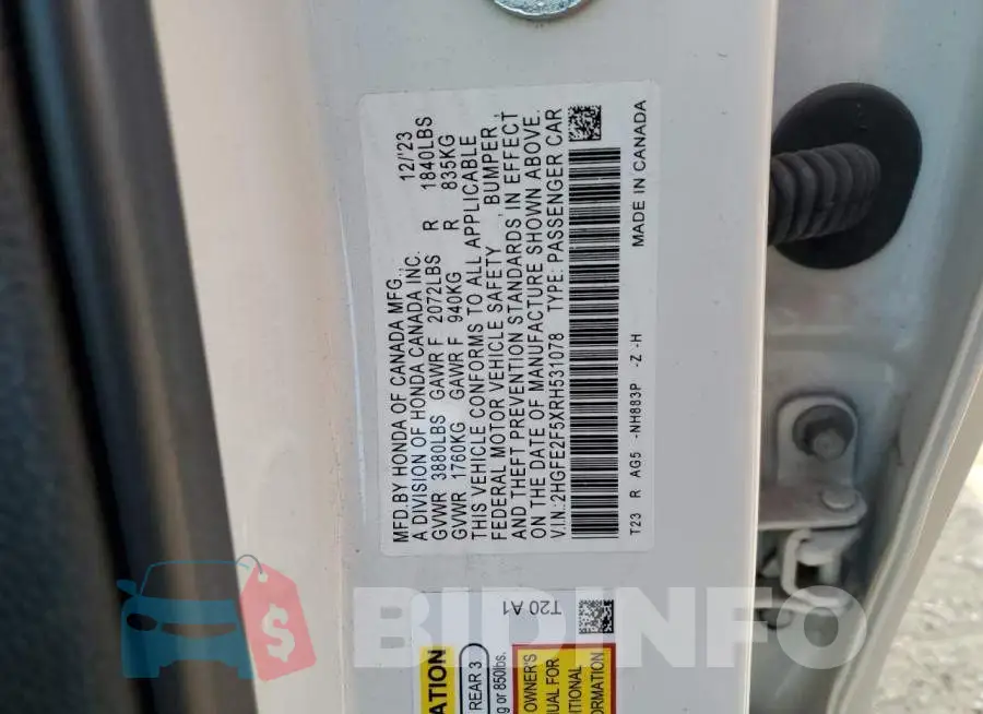2HGFE2F5XRH531078 Photo# 12