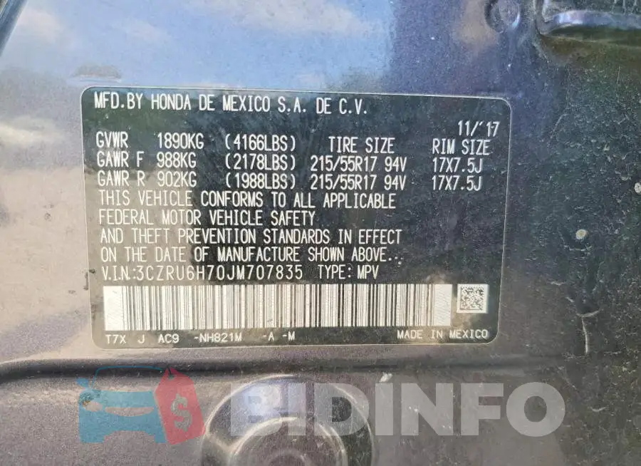 3CZRU6H70JM707835 Photo# 13