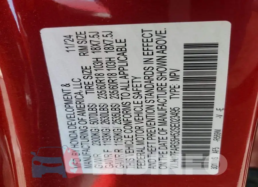 7FARS5H52SE023495 Photo# 13