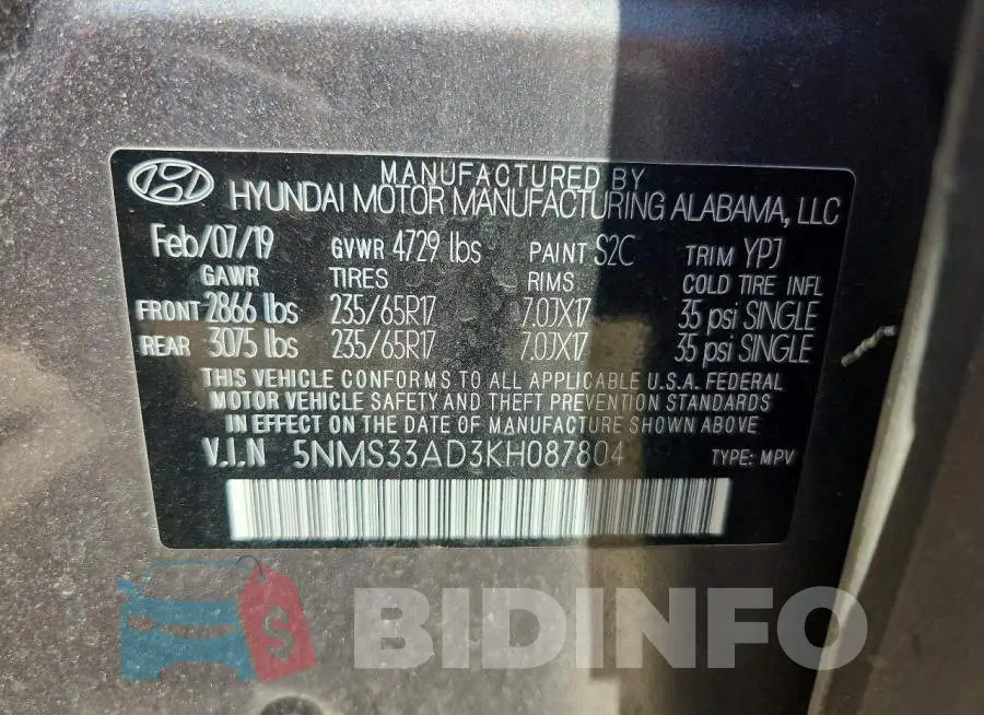 5NMS33AD3KH087804 Photo# 14