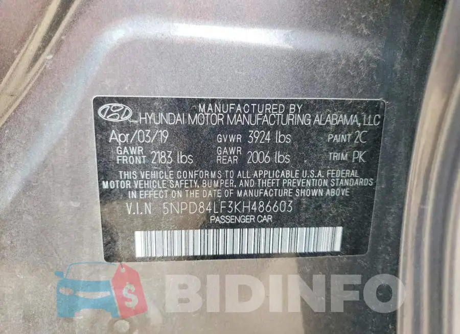 5NPD84LF3KH486603 Photo# 12