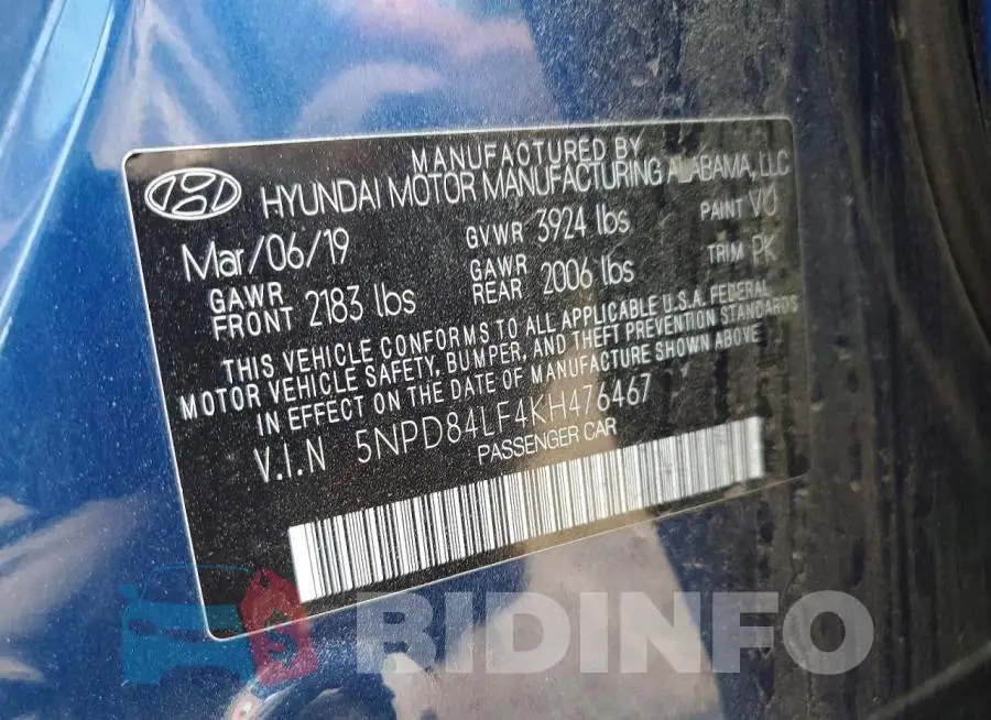 5NPD84LF4KH476467 Photo# 13