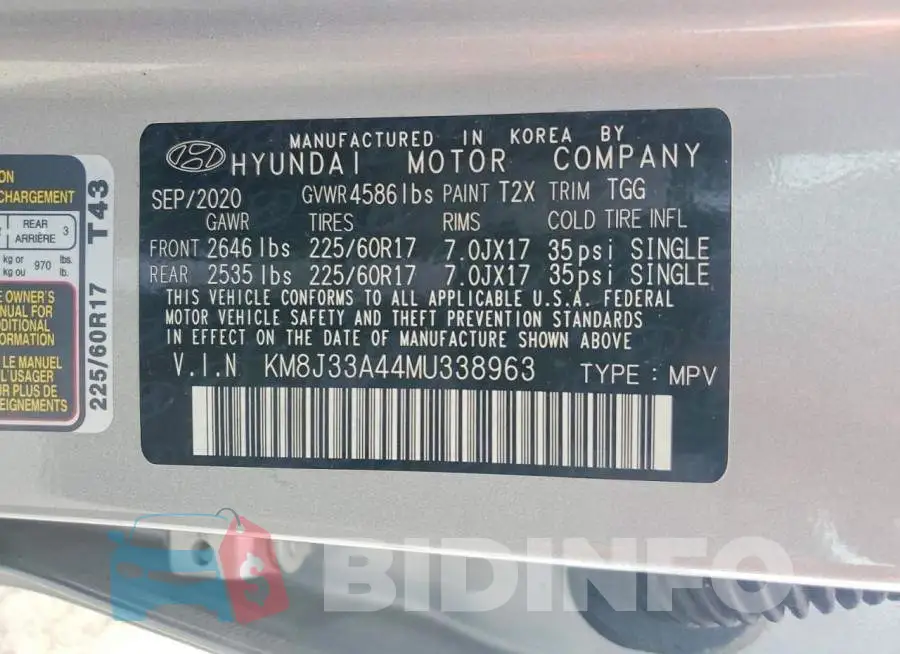 KM8J33A44MU338963 Photo# 14