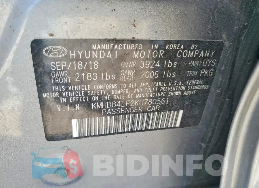 KMHD84LF2KU780561 Photo# 12