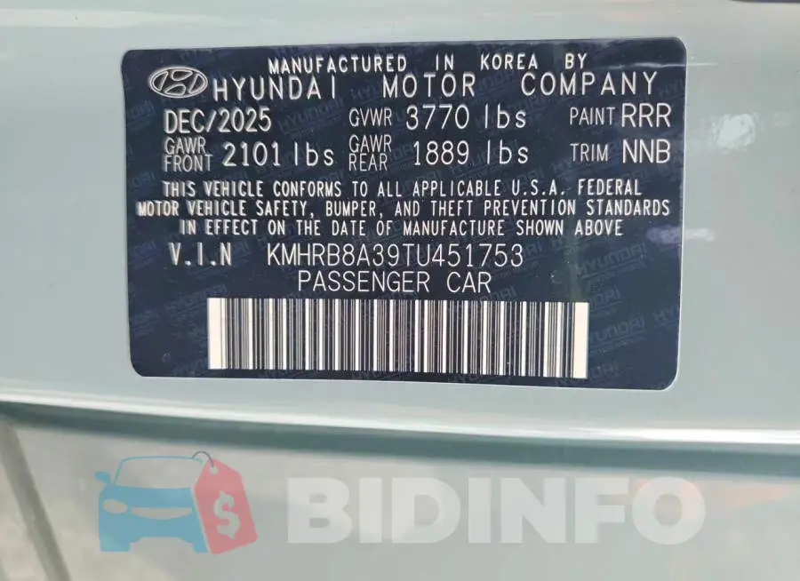 KMHRB8A39TU451753 Photo# 13