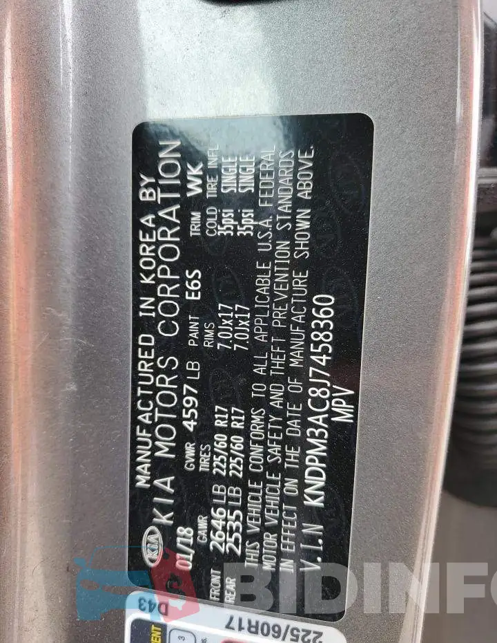 KNDPM3AC8J7458360 Photo# 13