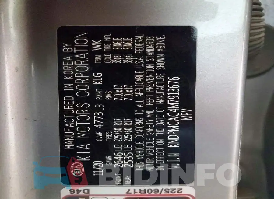 KNDPMCAC4M7913676 Photo# 13