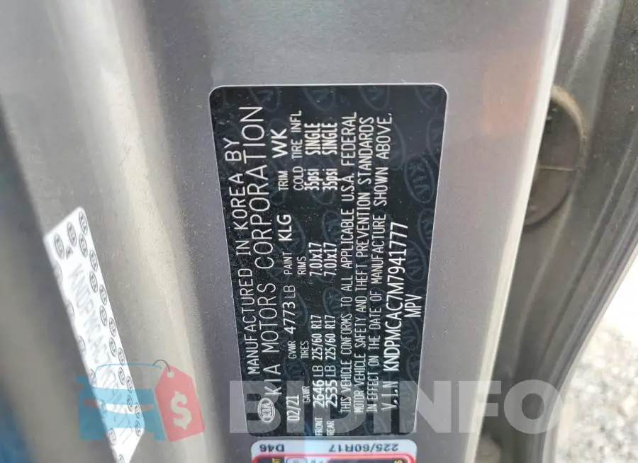 KNDPMCAC7M7941777 Photo# 12
