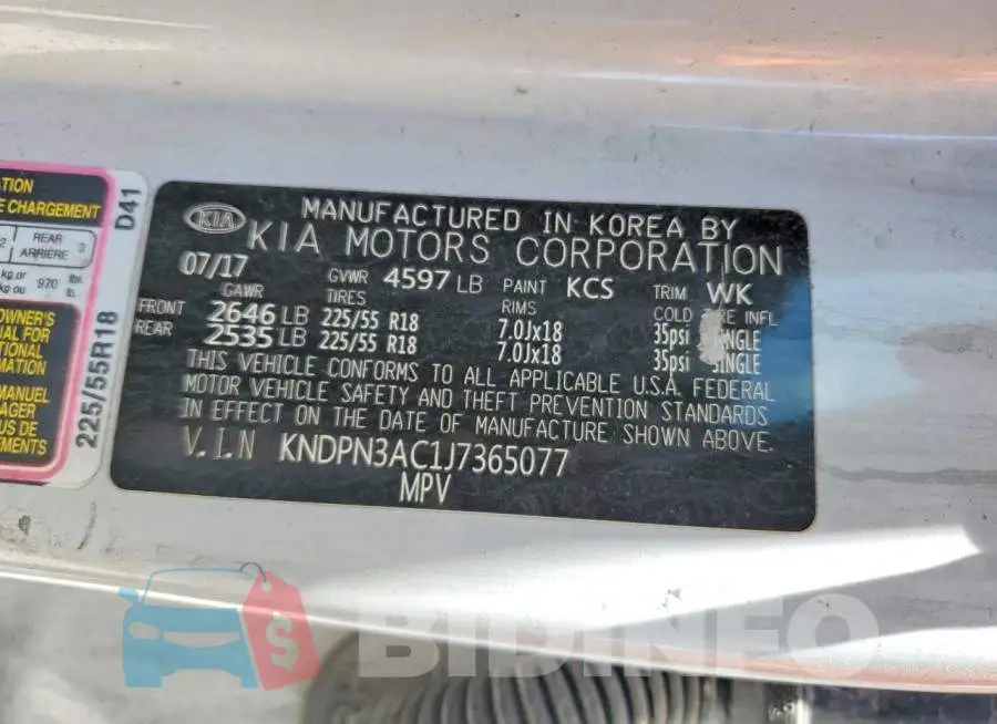 KNDPN3AC1J7365077 Photo# 13