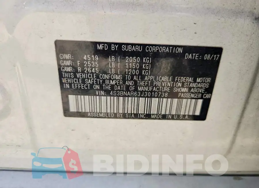 4S3BNAR63J3010738 Photo# 12