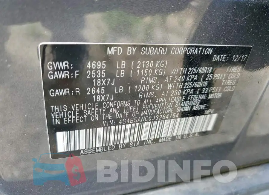 4S4BSANC0J3284754 Photo# 13