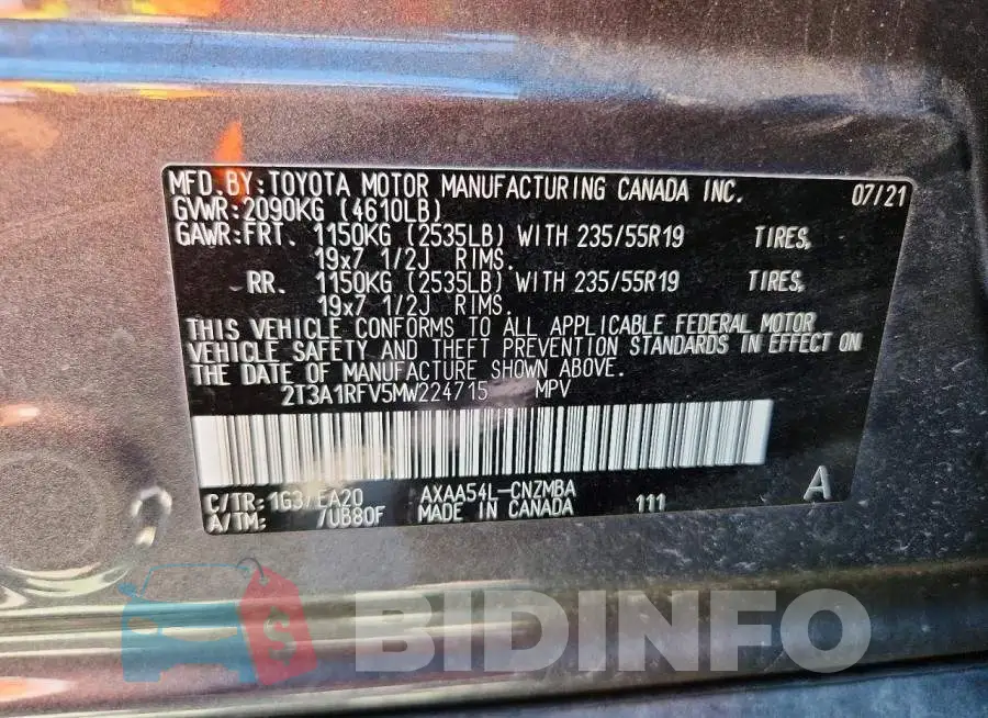 2T3A1RFV5MW224715 Photo# 13
