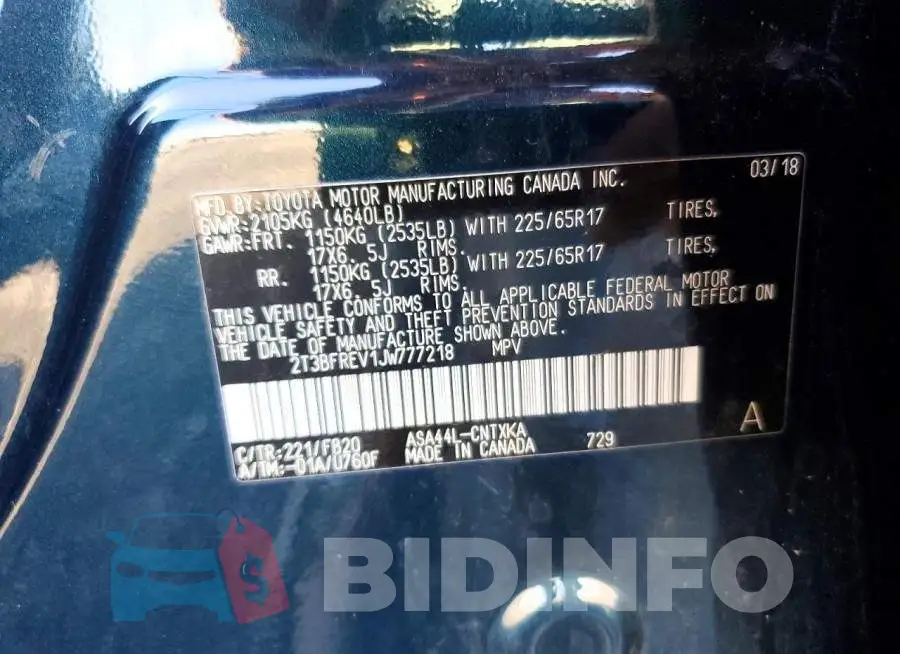 2T3BFREV1JW777218 Photo# 13