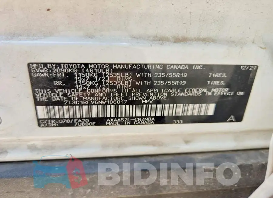 2T3C1RFV6NW186017 Photo# 13
