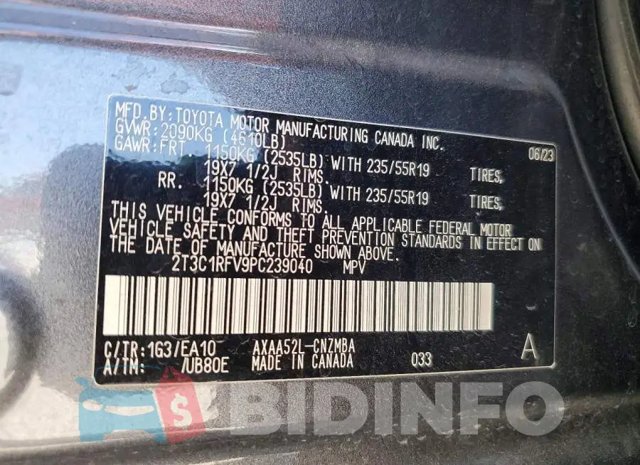 2T3C1RFV9PC239040 Photo# 14