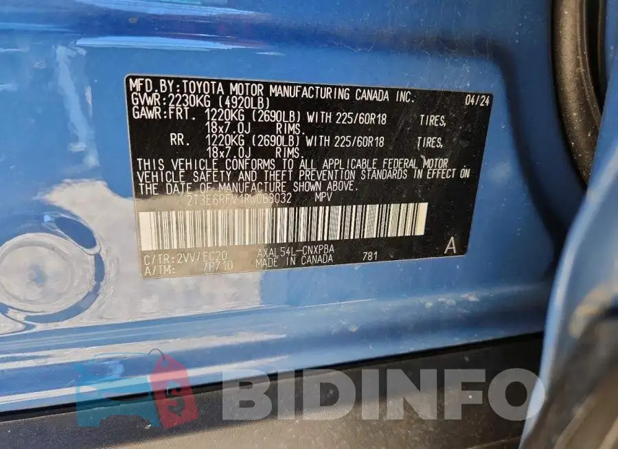 2T3E6RFV1RW063032 Photo# 14