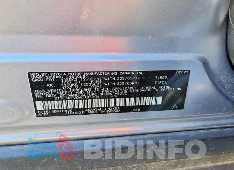 2T3F1RFV0MC187094 Photo# 13