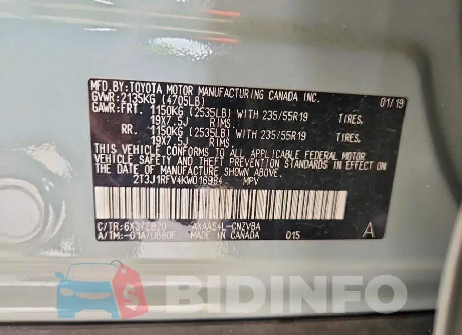 2T3J1RFV4KW016984 Photo# 13