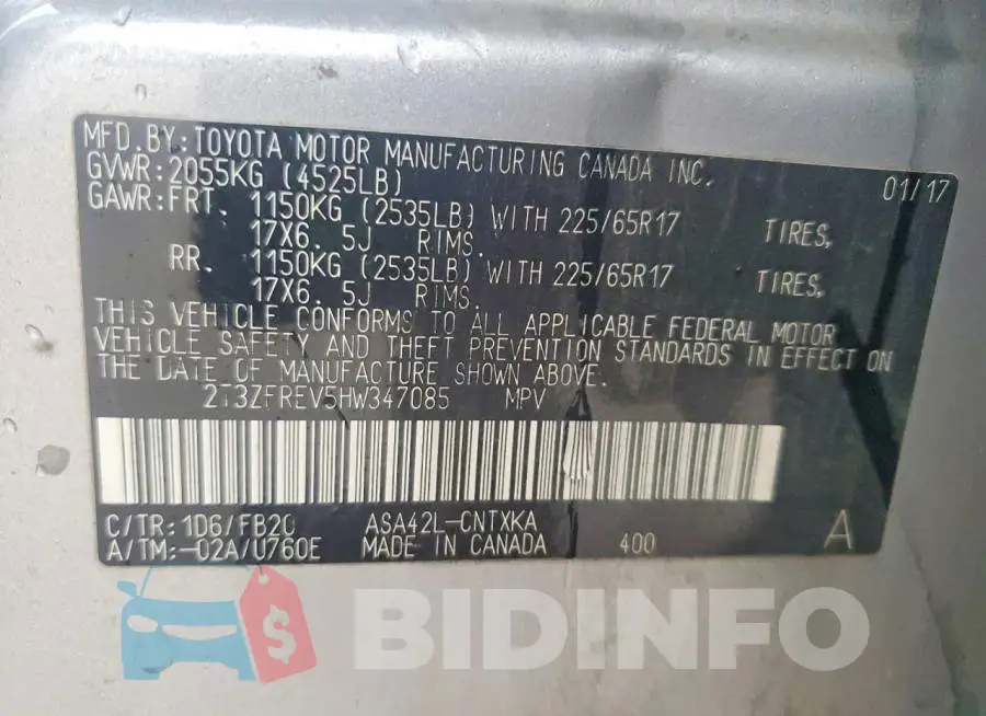 2T3ZFREV5HW347085 Photo# 13