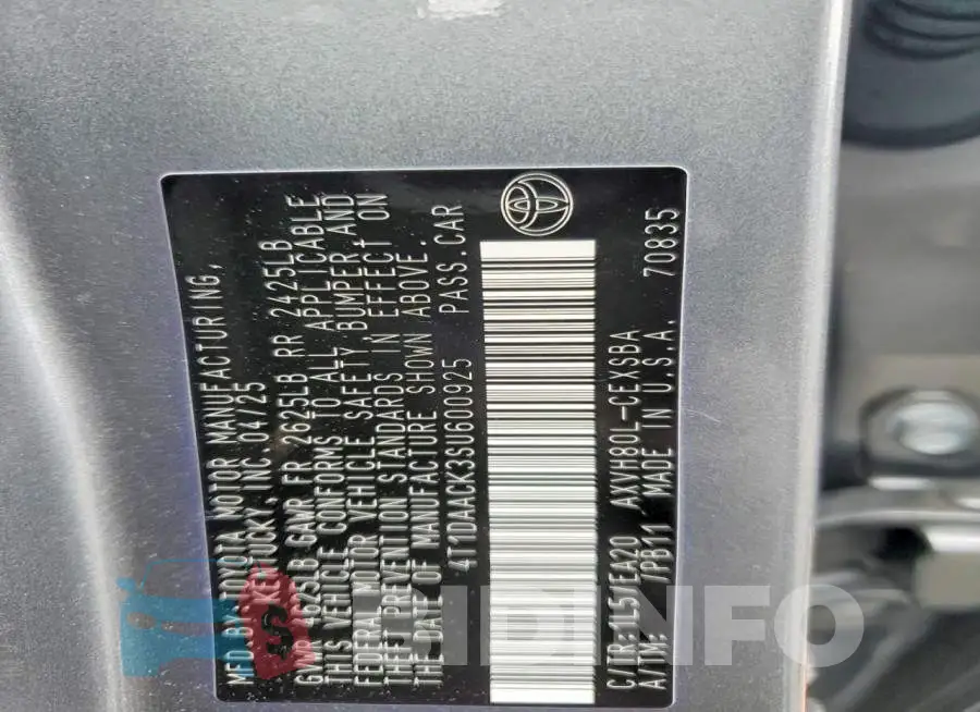 4T1DAACK3SU600925 Photo# 12