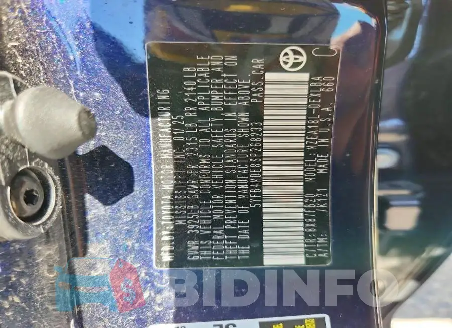 5YFB4MDE8SP268233 Photo# 12