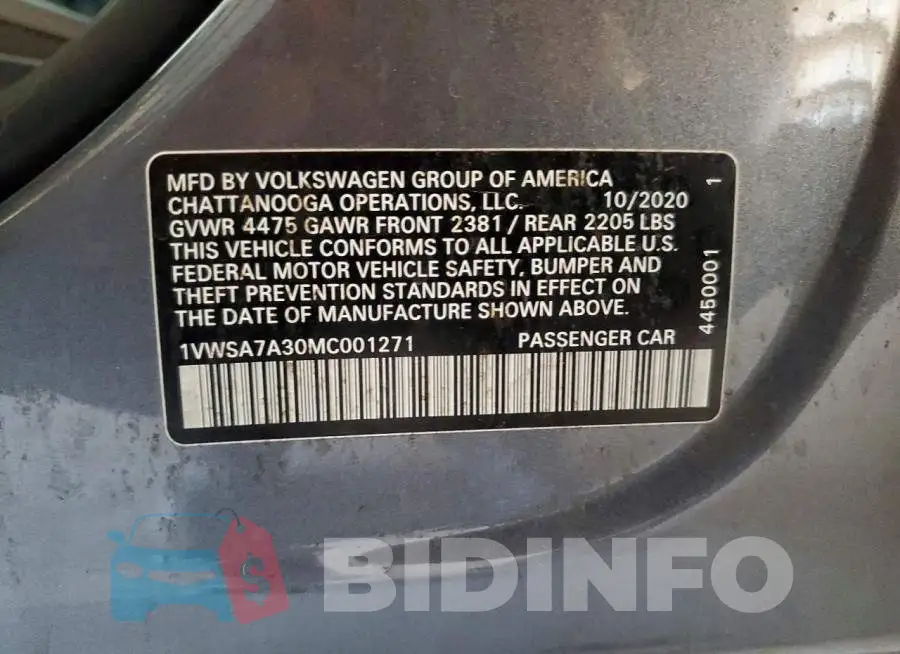1VWSA7A30MC001271 Photo# 12