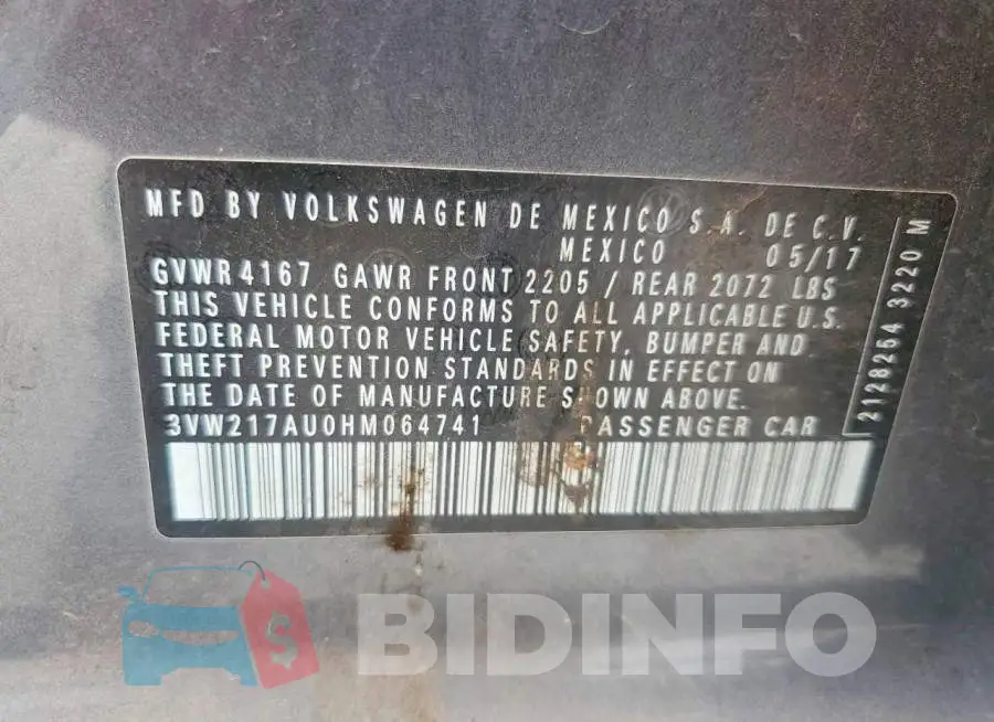 3VW217AU0HM064741 Photo# 12