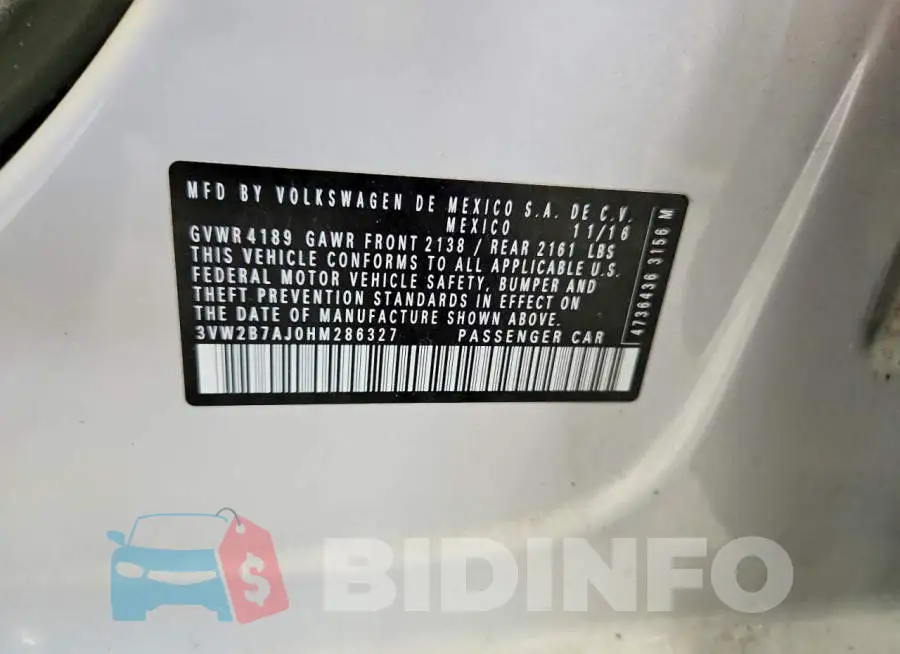 3VW2B7AJ0HM286327 Photo# 12