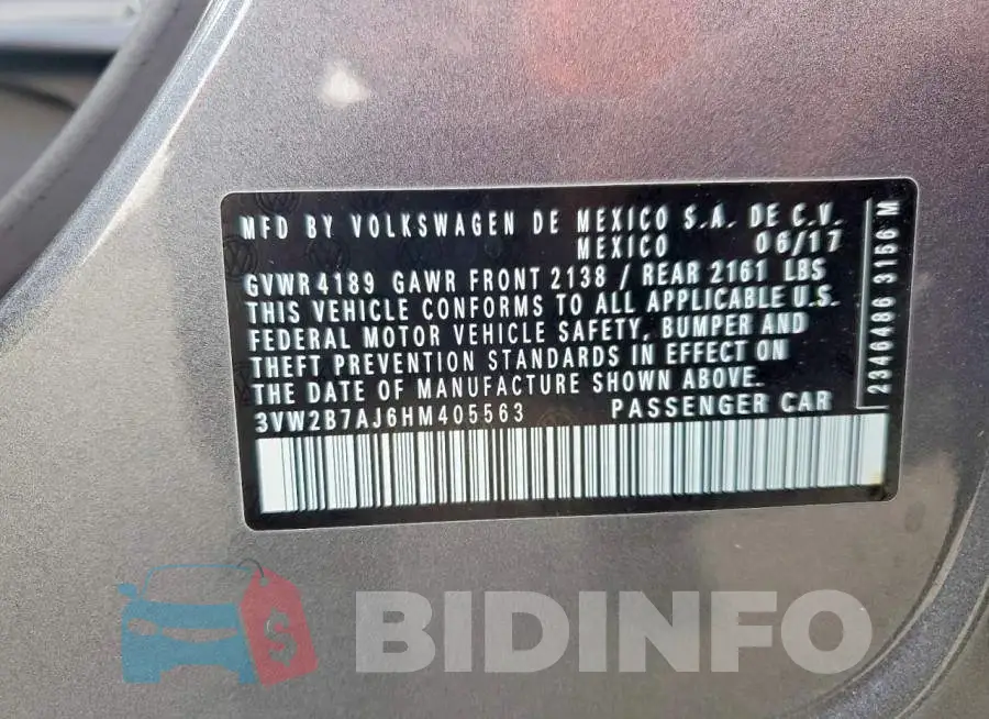 3VW2B7AJ6HM405563 Photo# 12