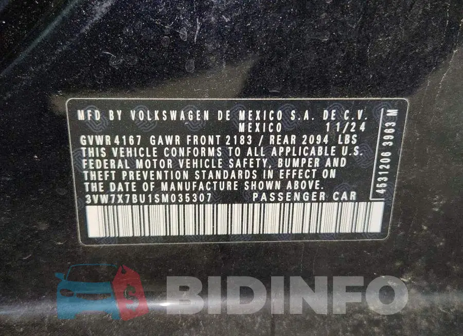 3VW7X7BU1SM035307 Photo# 12