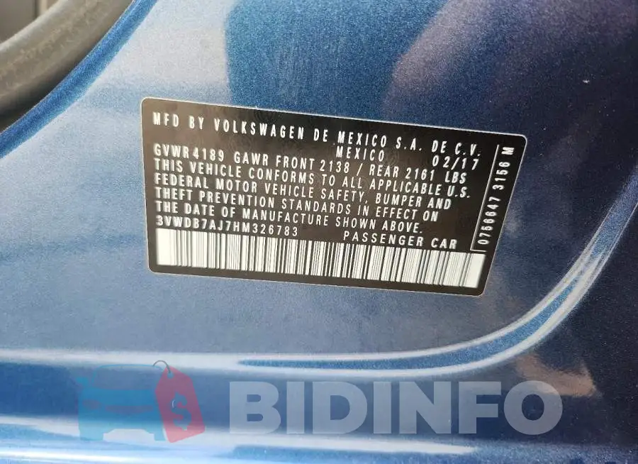 3VWDB7AJ7HM326783 Photo# 12
