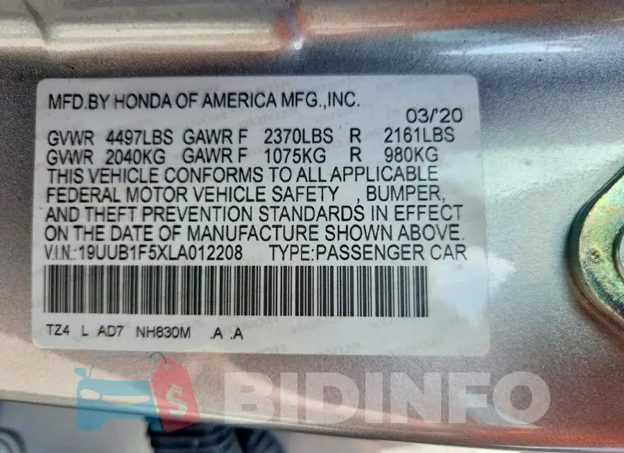 19UUB1F5XLA012208 Photo# 12