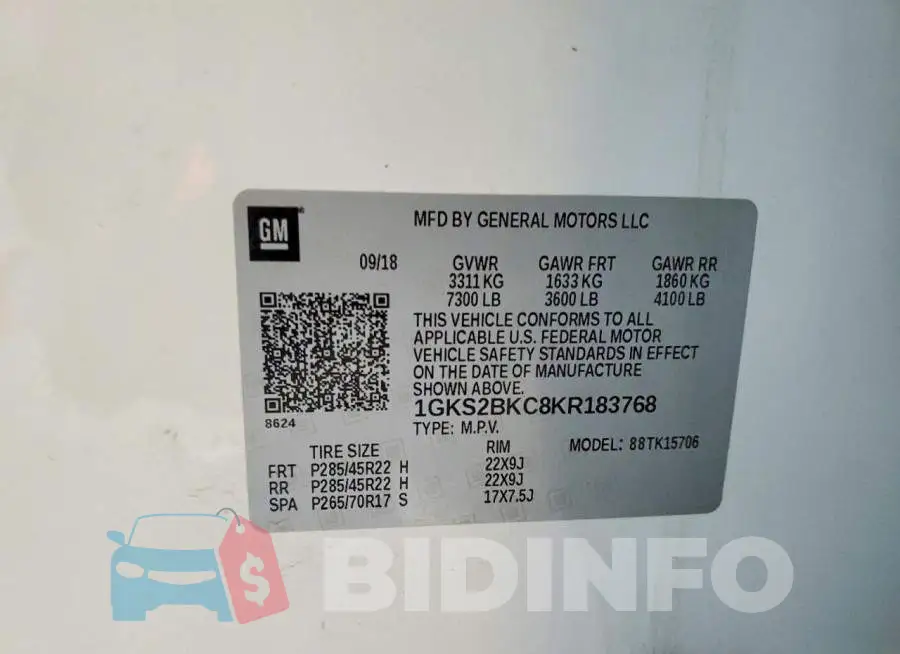 1GKS2BKC8KR183768 Photo# 13