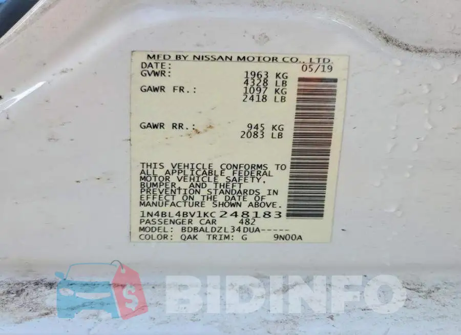 1N4BL4BV1KC248183 Photo# 12