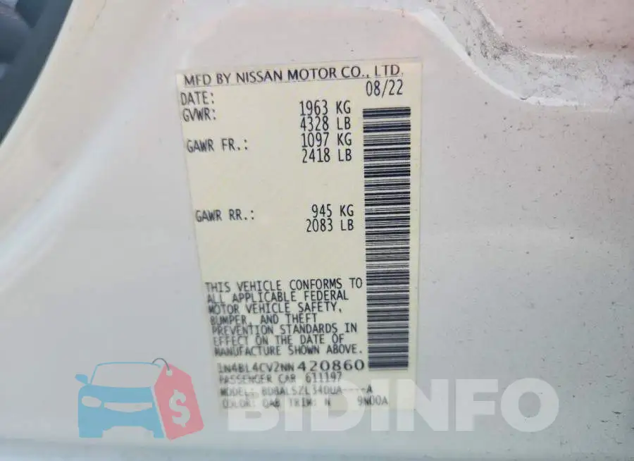 1N4BL4CV2NN420860 Photo# 12