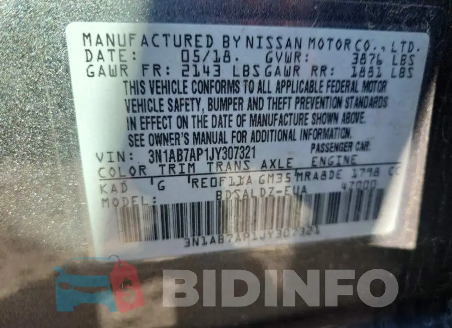3N1AB7AP1JY307321 Photo# 12