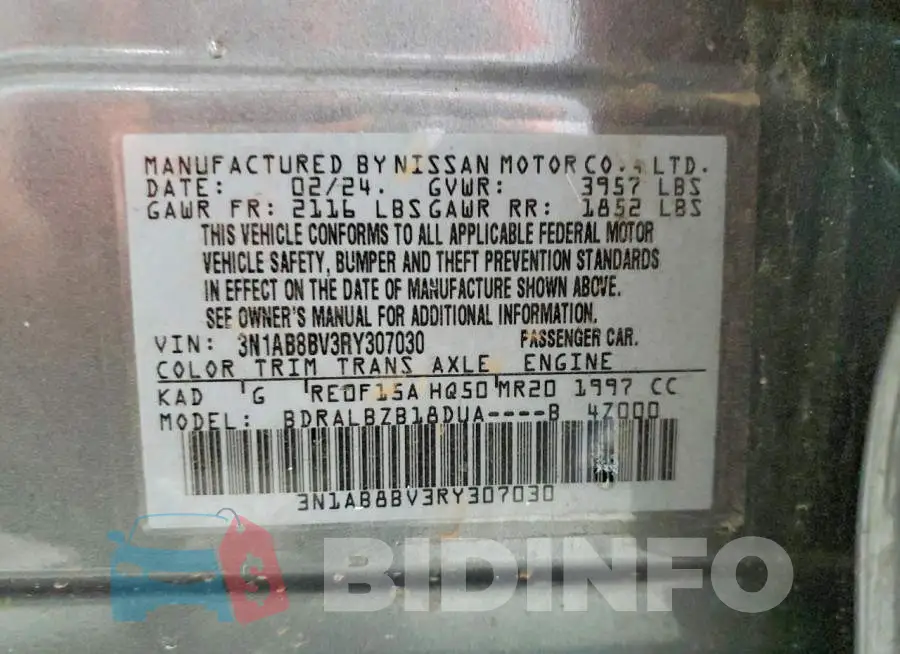 3N1AB8BV3RY307030 Photo# 12