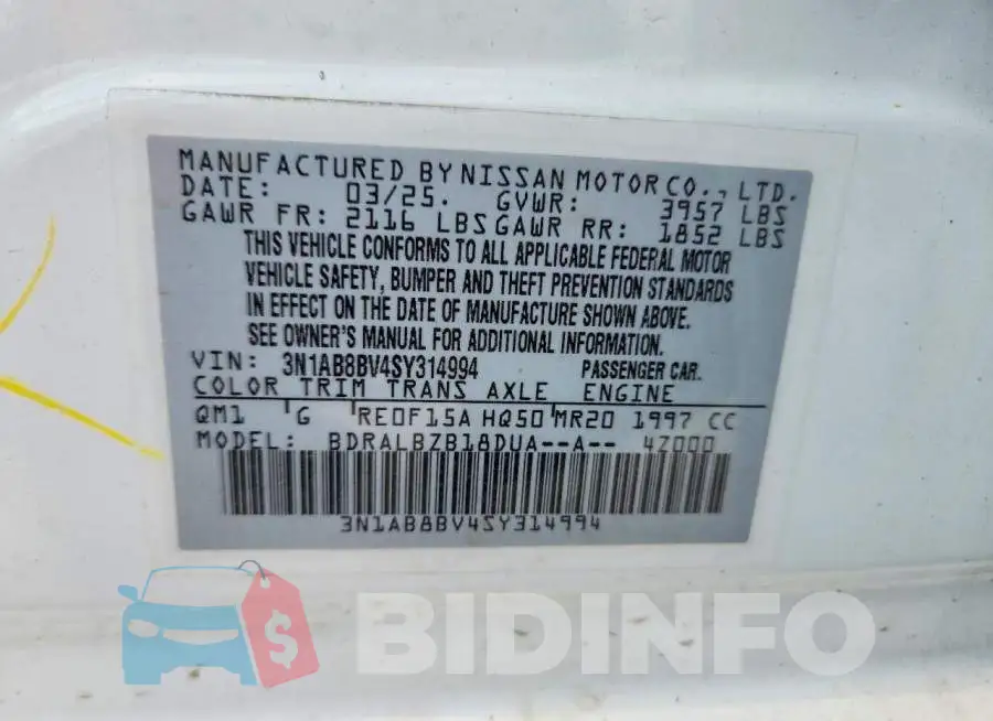 3N1AB8BV4SY314994 Photo# 12