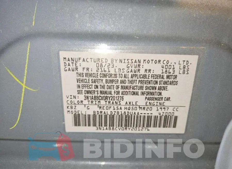 3N1AB8CV0RY201276 Photo# 12