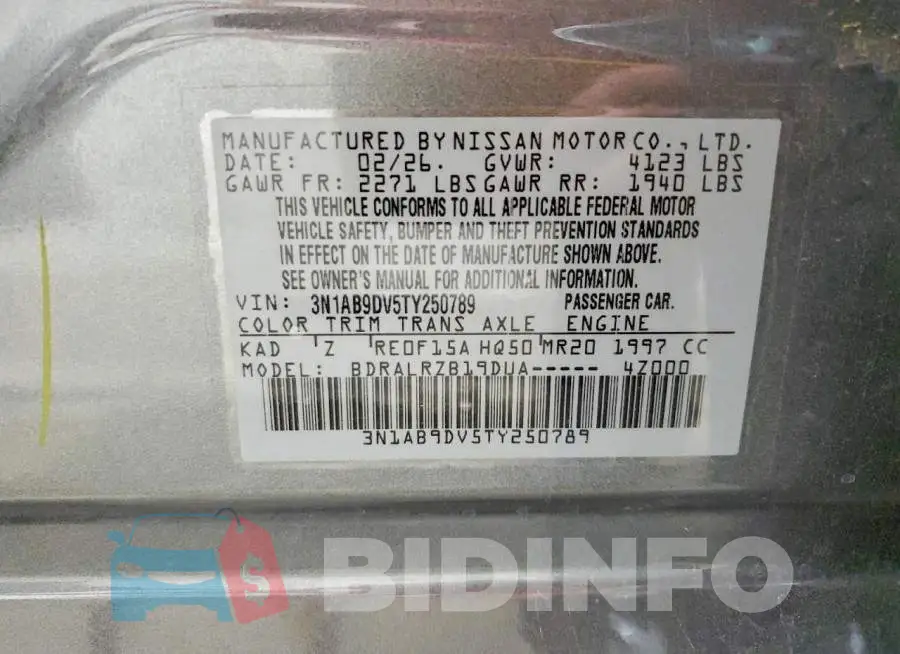 3N1AB9DV5TY250789 Photo# 13