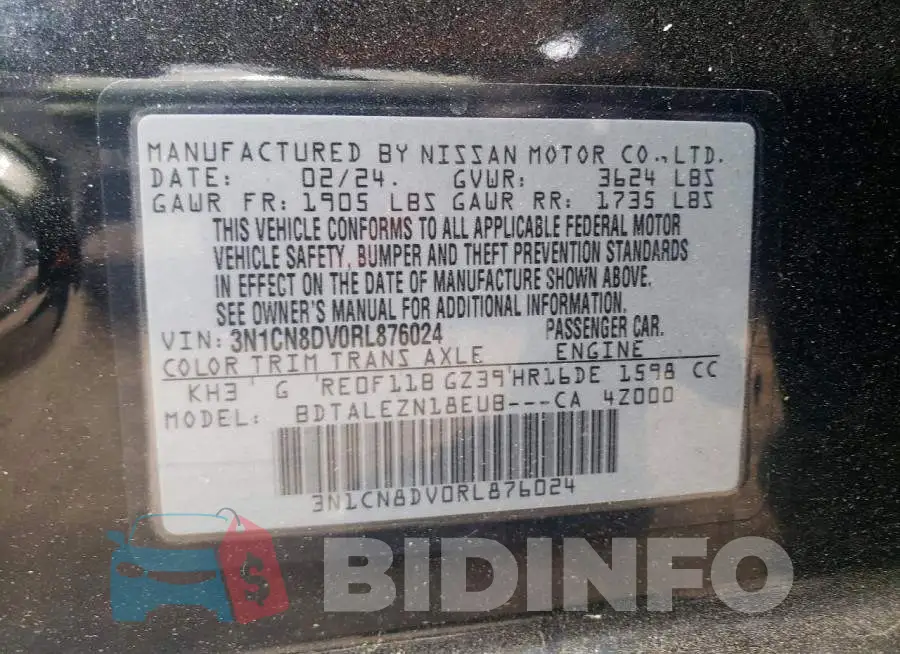 3N1CN8DV0RL876024 Photo# 12
