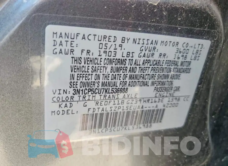 3N1CP5CU7KL536988 Photo# 12