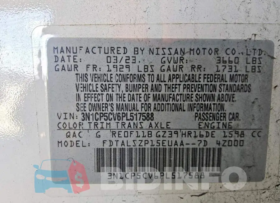 3N1CP5CV6PL517588 Photo# 13