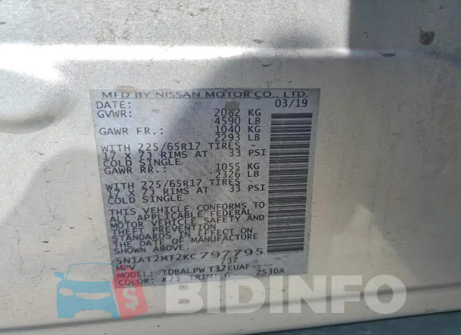 5N1AT2MT2KC797795 Photo# 12