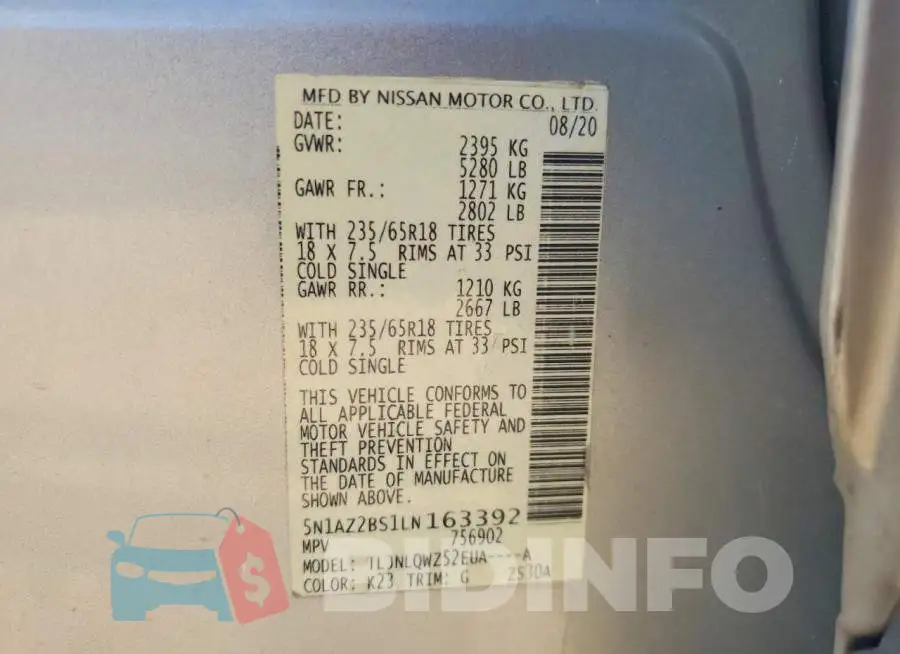 5N1AZ2BS1LN163392 Photo# 13